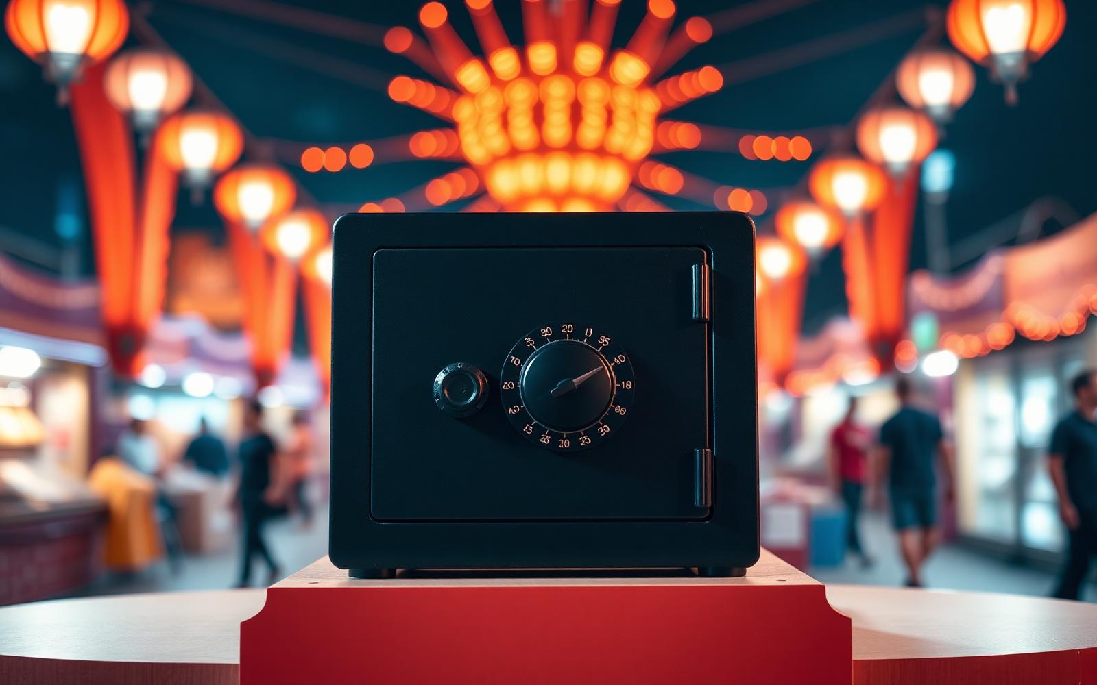 The locked prize case at Global Village
